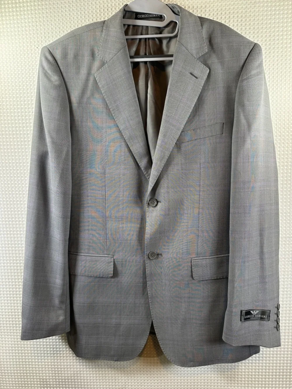 Giorgio Armani  LeCollezioni Grey Plaid Two-Button Suit Jacket Blazer